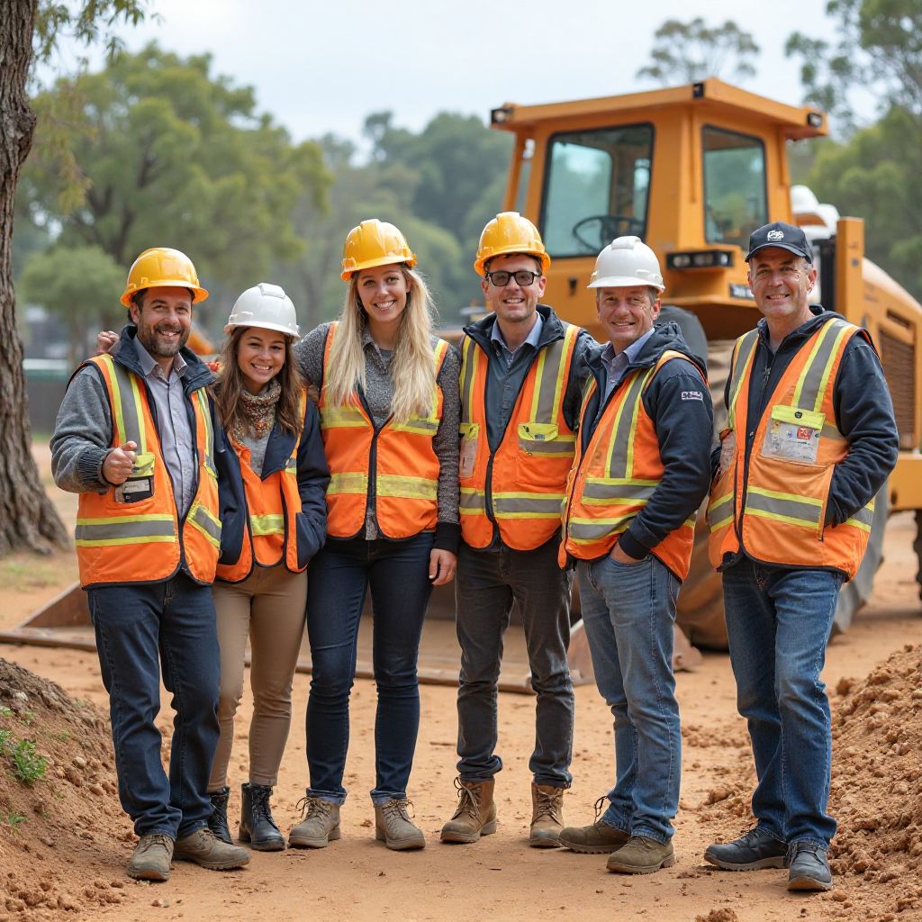 Adventure Kingdom founders Rebecca and Marcus with construction team